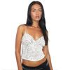 Women's beads, new shoulder straps, sleeveless hollow back, double-layer cover, European and American suspender tops, women