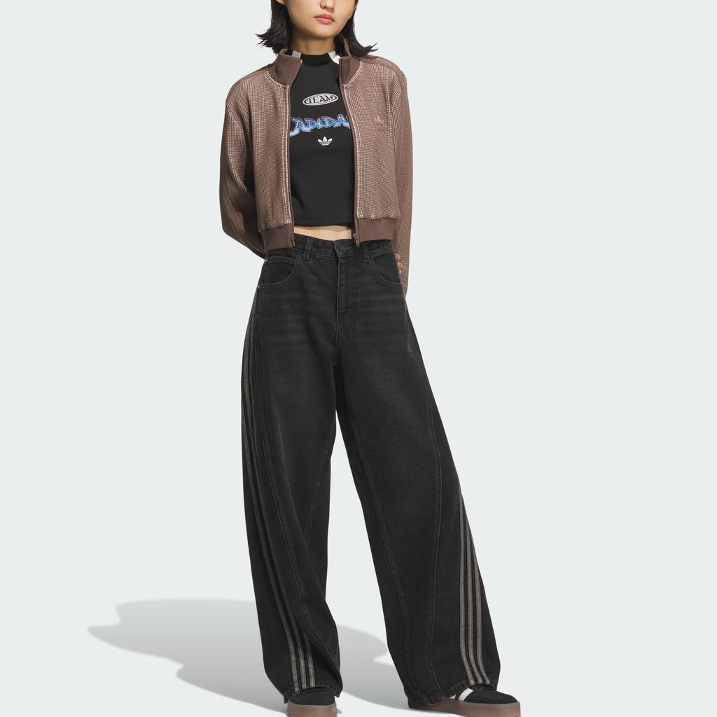 adidas Originals Track Top Ss25 Crop Logo Short Stand Collar Sports Slim Fit Long Sleeve Jacket Women Jacket KC2645