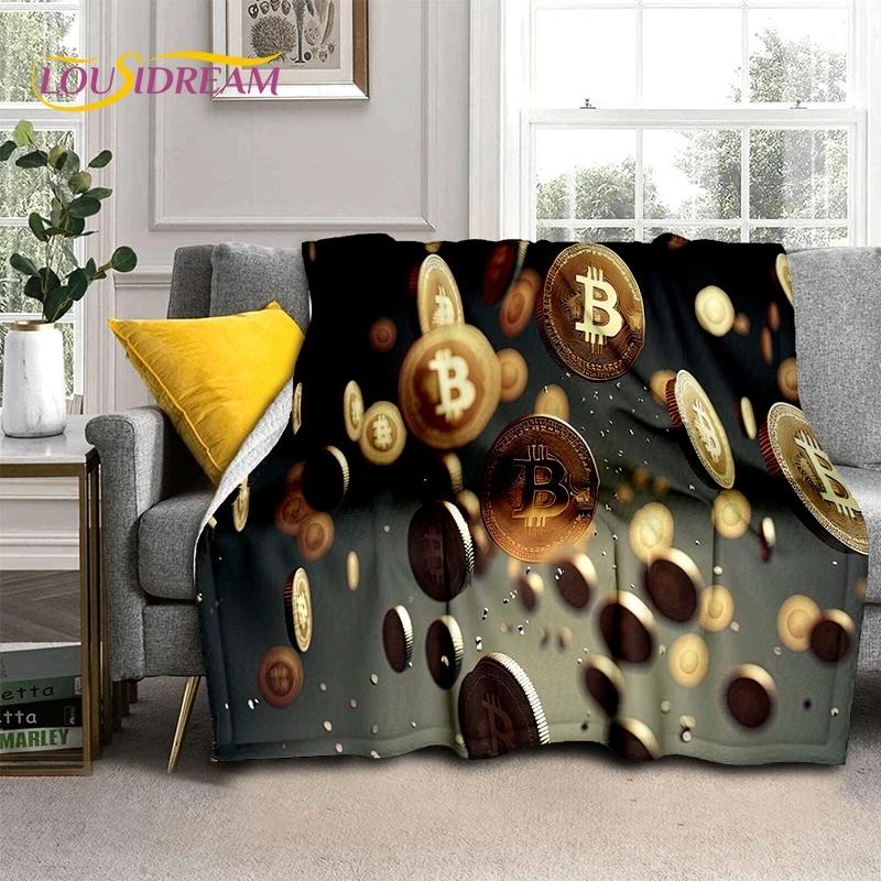 Bitcoin Virtuelle Währung NFT Weiche Flanelldecke für Betten Schlafzimmer Sofa Picknick, Überwurfdecke zum Zudecken Outdoor Freizeit Nickerchen Geschenk