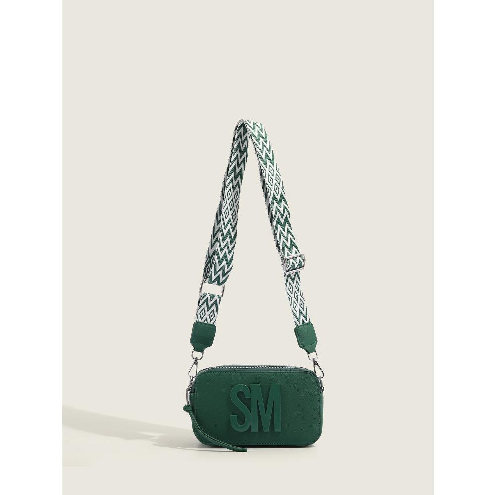 

Фактурная сумка для камеры для женщин, модная сумка на плечо, широкий ремень, сумка через плечо с надписью, повседневная маленькая квадратная сумка, модная