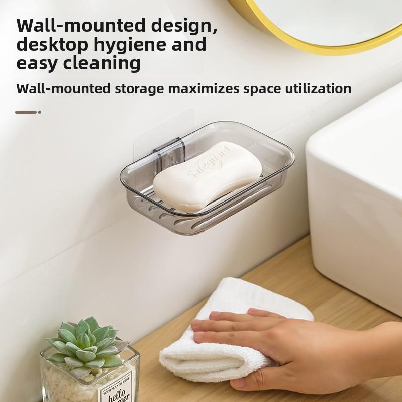 Soap Box Wall-mounted Draining Storage Rack, No Need for Drilling, Bathroom Storage, Toilet Suction Cup, Soap Box