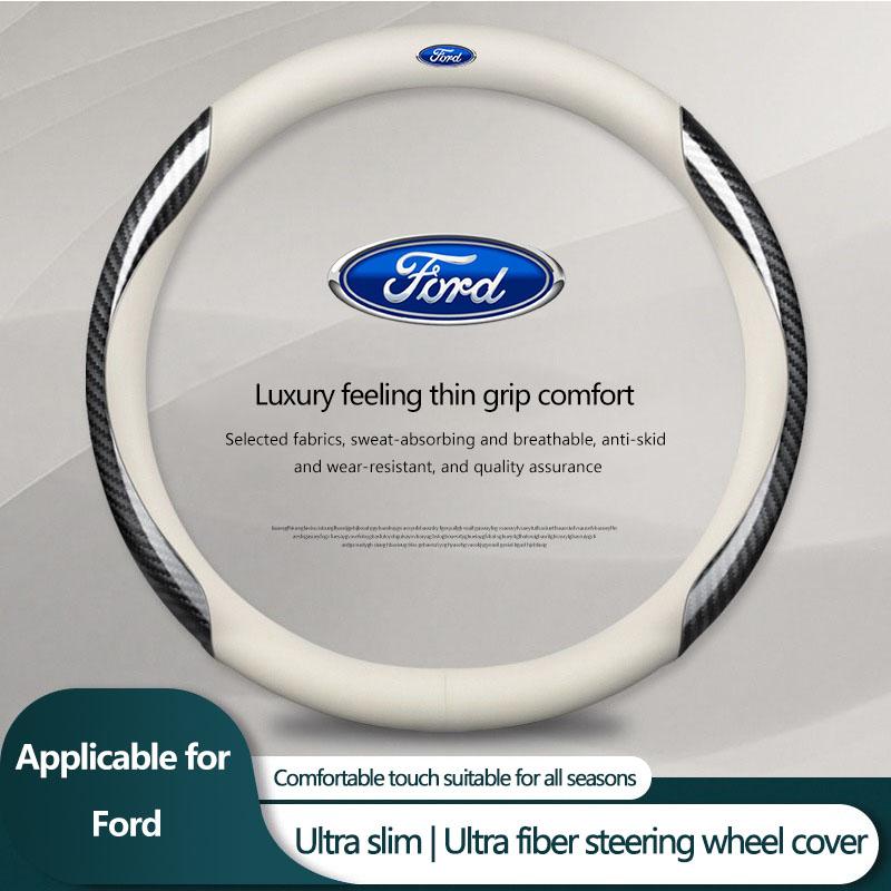 1 st Läder Kolfiber Bil Rattkåpa Biltillbehör För Ford Focus Mondeo MK1 MK2 MK4 MK3 ST Line Kugo Transit Escape Fusion Explorer