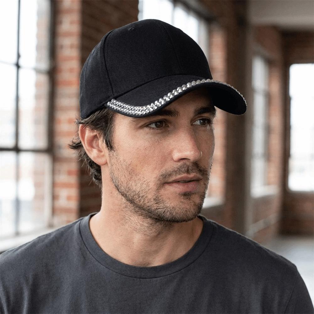 Adjustable Rhinestone Baseball Cap Bling Crystal Edge Outdoor Sun Hat Diamond Brim Cap Casual Wear