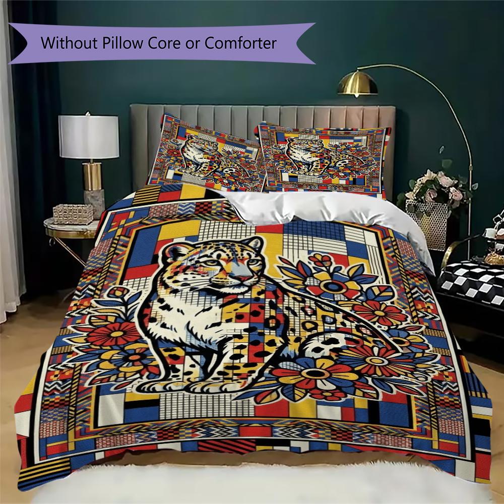 Snow Leopard Animal Pattern Bedding uilt Set uilt Cover Pillowcase Home Decoration Birthday Gift (1 * duvet cover + 2 * pillowcase without core)111