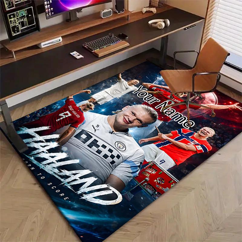 Haaland Design Area Rug Personalized Name- Non-Slip, Soft & Cozy Floor Mat for Living Room, Office - Indoor/Outdoor Carpet