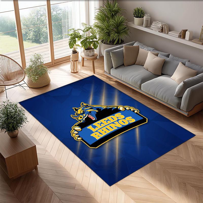 Leeds Rhinos Crystal Velvet Carpet Soft Anti?Slip Floor Mat Comfortable Home Living Room Bedroom Decor Rug