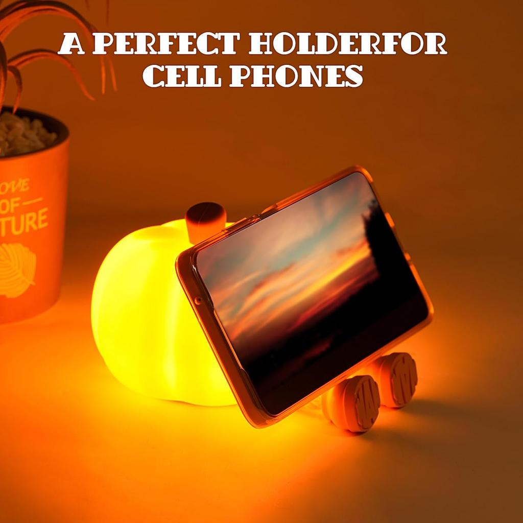 Pumpkin Night Light Cute LED Lamp Silicone Dimmable Nursery Nightlight for Kids Silicone Rechargeable Bedside Touch Lamp Halloween Decor