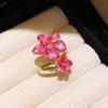 European & American Drip Oil Metal Flower Double-layer Ring: High-end Versatile Index Finger Jewelry