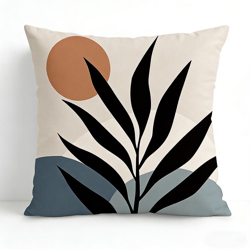 Tinika Chen Unisex Peach Mid-Century Modern Boho Cushion Cover Abstract Geometric Sun Skin Throw Pillow Case Home Decor For Sofa Couch Living Room