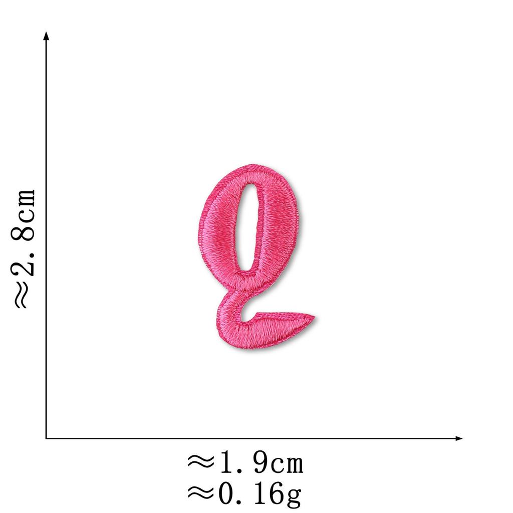 Pink Embroidered Alphabet Patch for Clothing Decoration