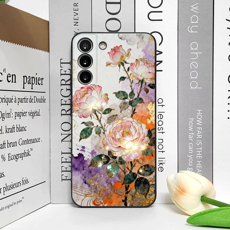 Retro Flower Hibiscus Golden Ink Painting Phone Case for OnePlus 12 13 R 11 10 9 Pro Nord 4 CE5 CE2 ACE2 ACE3 Frosted Soft Cover