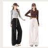 MJ STYLE Women's Double-Sided Fleece Wide-Leg Sweatpants