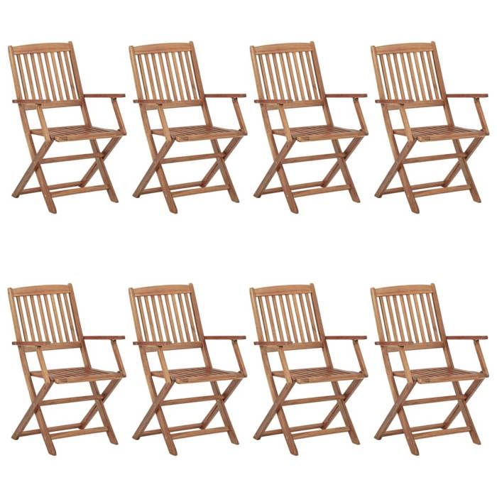 VidaXL Set of 8 Folding Garden Chairs with Cushions, Patio Seats, Dining Chairs, Patio Furniture 3074989