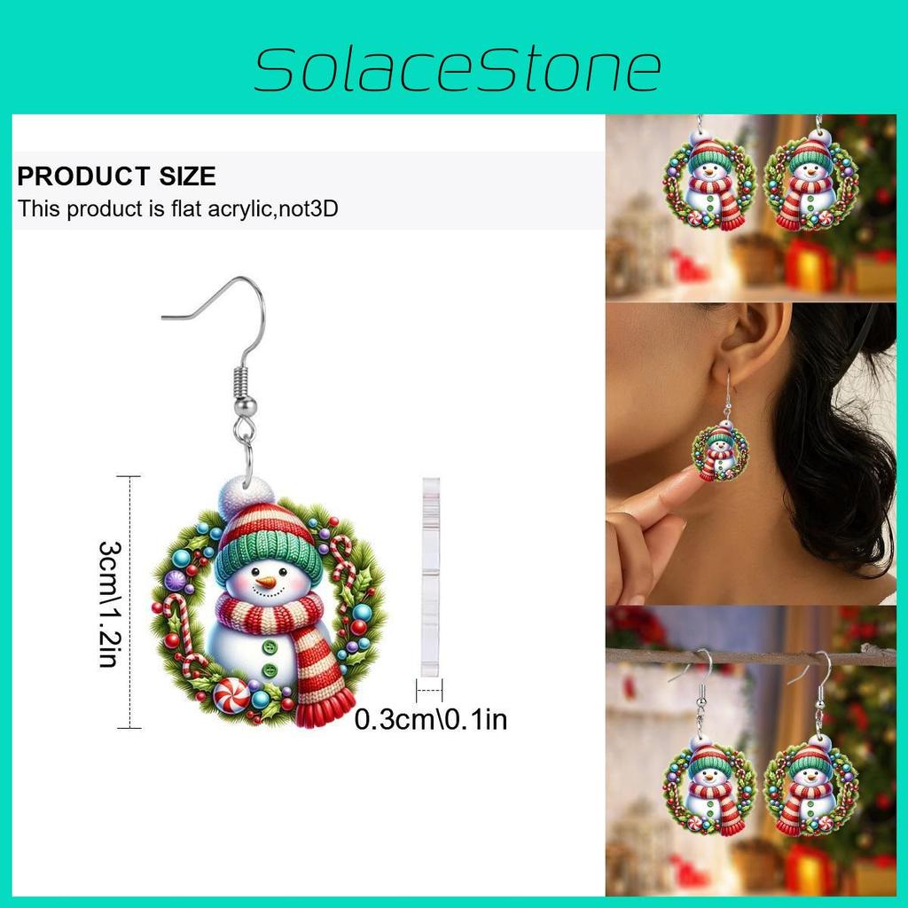 Christmas Acrylic Snowman Earrings With Printed Art For Winter Holiday Accessories