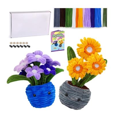 Diy Potted Flower Kits Complete Pipe Cleaners Crafts Supplies Set DIY Potted Plant Making Kits for Adult Kids Gifts