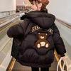 Girls Jacket Cute Bear Autumn Winter Warm Fashion Parka Coat Hooded Zipper Girls Outerwear 5-12 Years Kids Clothes