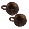 2 Stuks Natuurlijke Kokosnootschaal Bekers Grote Capaciteit Houten Mokken Handvat Multifunctioneel Thee Koffie Sap Melk Mok Huis Kantoor Buiten