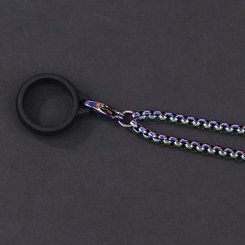Anti-Lost Pen Lanyard Anti-Drop Portable Metal Chain Necklace Lanyard Metal Lanyard Sling Snake Bone Chain With Rubble Ring