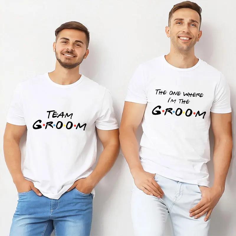 Team Groom Shirt Friends Stag Bachelor Party T-shirt Graphic Tee Husband Wedding Groomsman Clothes Male Y2k Tops Best Man Tshirt