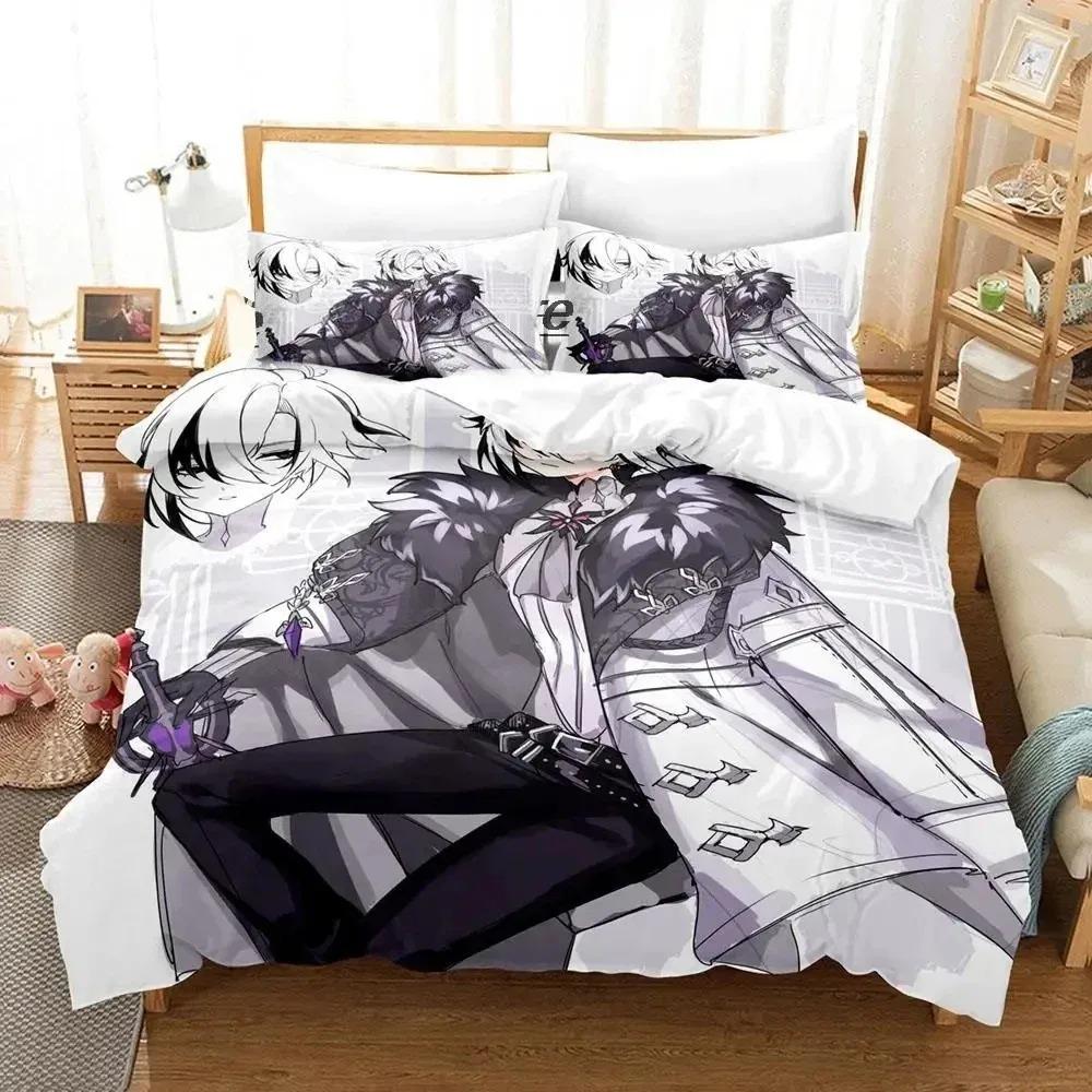 Anime Genshin Impact Arlecchino Bedding Set Duvet Cover Bed Set Quilt Cover Pillowcase Comforter King Queen Size Boys Adult
