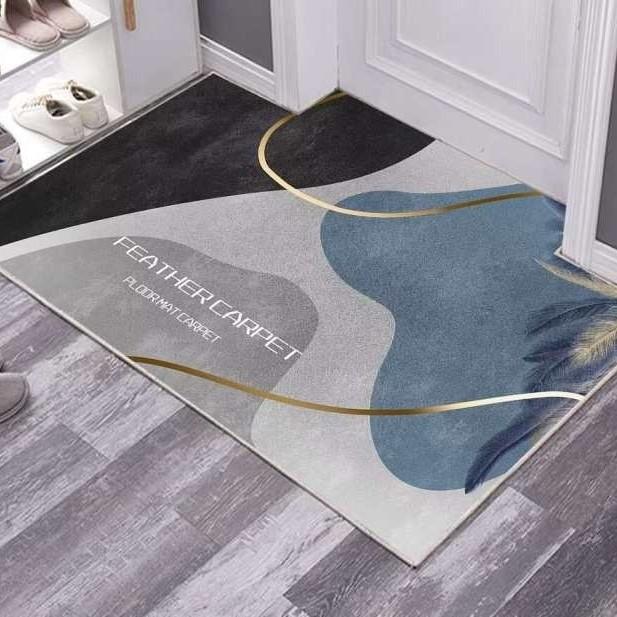 Plant Flower Crystal Velvet Mat Bathroom Absorbent Non-slip Mat Toilet Dirty Mat Entry Door Mat