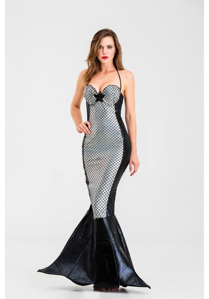 Abito da Sera da Sirenetta Principessa Senza Spalline con Paillettes per Adulti - Costume di Halloween
