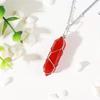Natural Gemstones Pendant Wire Wrapping Carnelian Necklace Jewelry Decorations Crystal Agate Gift for Women Man