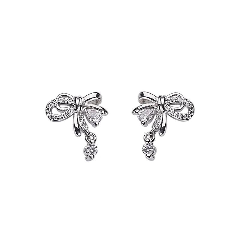 Bow Stud Earrings Smart Girl Earrings New Style Trendy Simple Temperament High-end Earrings
