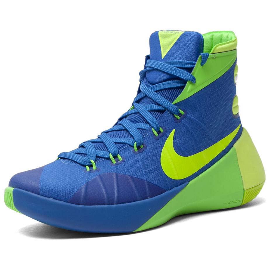 Nike Hyperdunk 2015 Shock Absorbers Slip Resistant High top Basketball Shoes Unisex Blue Green Asian Version Sneakers 749562-473