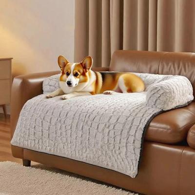 Yousheng Dog Couch Bed Pet Calming Couch Plush Thermal Cat Bed with Anti-Slip Bottom Washable Removable Couch Protector Pet Bed for Sofa Bed Floor