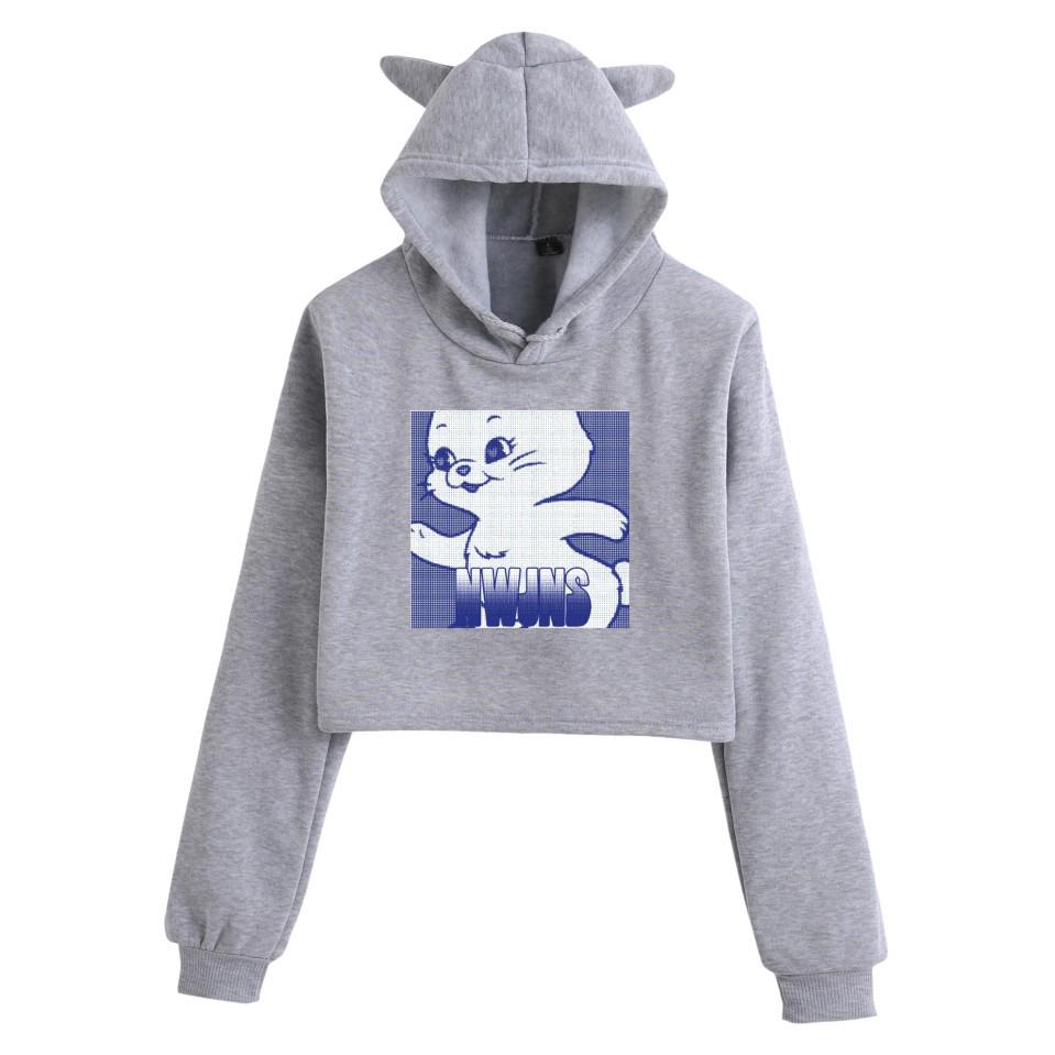2023 Cartoon Anime Cat Ear Girls' Cropped Hoodie