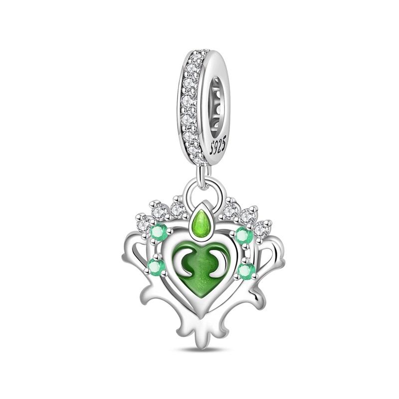 Luck Charm 925 Silver Four Leaf Clover Green Tree Frog Turtle Bead Pendant For Bracelet Women DIY Jewelry Gift