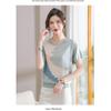 Women Summer New Ice Silk Round Neck Short Sleeve T Shirt Elegant Loose Thin Knit Top