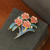 SKEDS Vintage Exquisite Flower Enamel Brooch Pin For Women Girls Fashion Elegant Floral Drip Oil Plant Accesssories Corsages