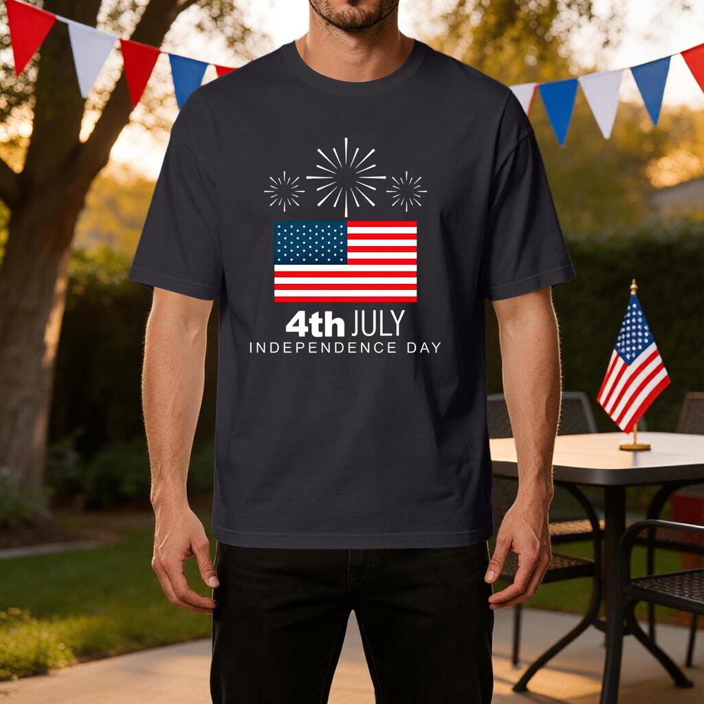 Men's Independence Day T Shirt 4th July Printed Casual Athletic Ice Silk Fabric Short Sleeve Tee Shirt for Outdoor Activities