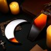 Marsui 2 Pieces Tiny Coffin Moon Mirror Cute Goth Room Decor Spooky Gothic Decorative Mirror Rustic Black Wall Decor Wall-Mounted for Halloween