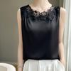Suspender vest women's imitation silk outer wear suit design sense satin summer new bottom round neck inner top