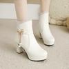 Fashion High Heels Woman Booties Lace Pearl Design Princess Platform Party Wedding Women Shoes Black Pink White Ankle Boots28-43