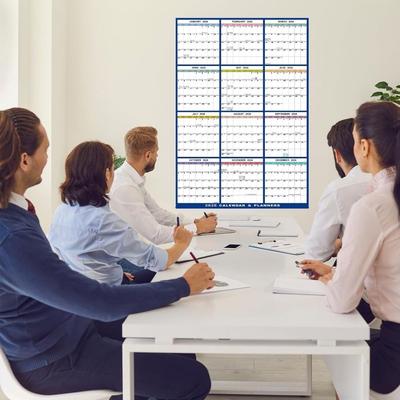 Portable Double-sided Wall Calendar 35x23 Inch Hanging Erasable Calendar with Stickers Pens Annual Yearly Planner Easy Planning