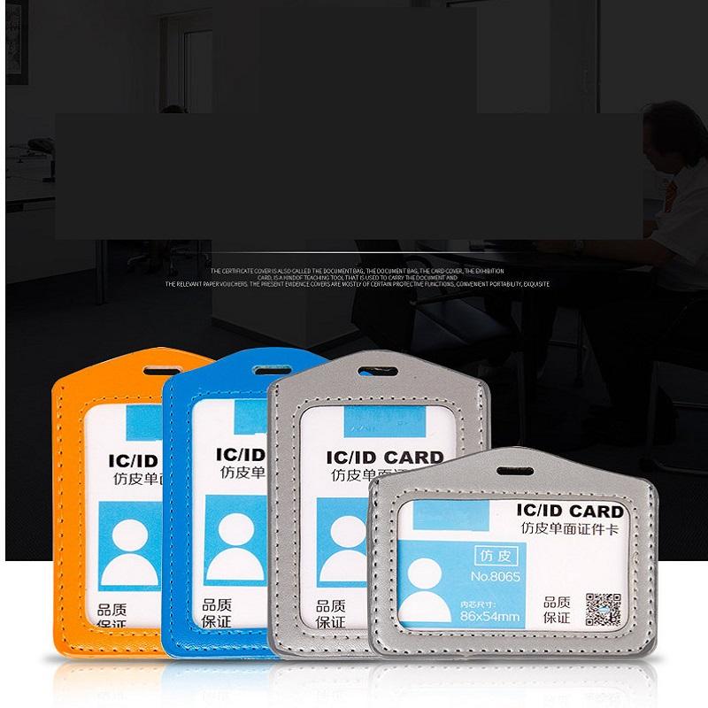

Colorful No zipper Badge Card Set Double-Sided Transparent PU Imitation Leather Credit Card Holder Work Supplies