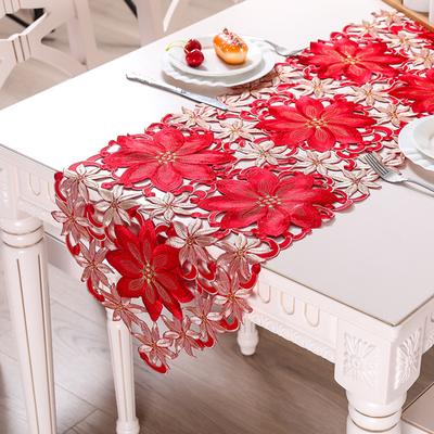 Christmas Decor Tablecloth Printed Embroidered Christmas 176*38cm Table Runners Table Flag for Home New Year Decoration