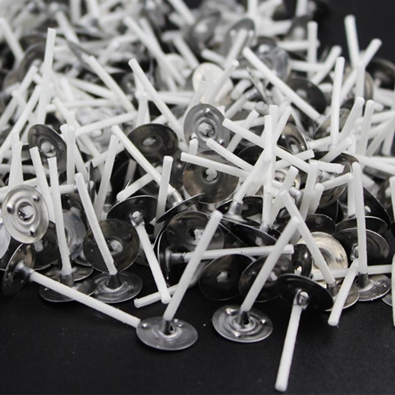 200Pcs Smokeless Natural Coated Cotton Candle Wicks Cores with Metal Tabs Base for DIY Tealight Candle Making Supplies