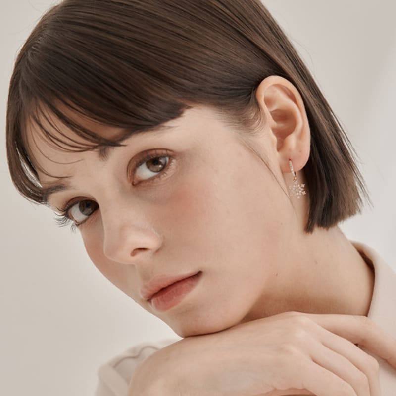 ELLE Schmuck 14K GF Schneeflocken-Tropfen One-Touch Ohrringe ELGPEE562