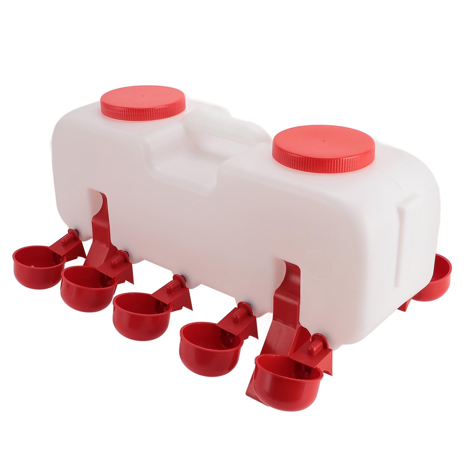 Chicken Waterer Dispenser 10L Semi Automatic Large Capacity Enclosed Poultry Water Feeder with 10 Water Cups for Quail
