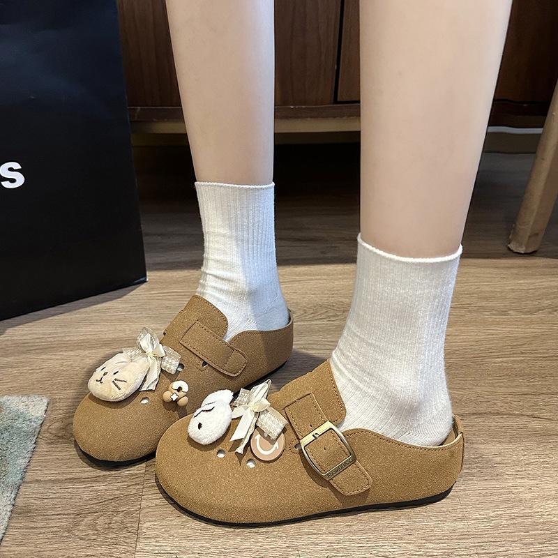 

Тапочки Baotou женские весенне-летние модные и повседневные туфли с мультяшной пряжкой на ремне Boken Shoes 39 хаки