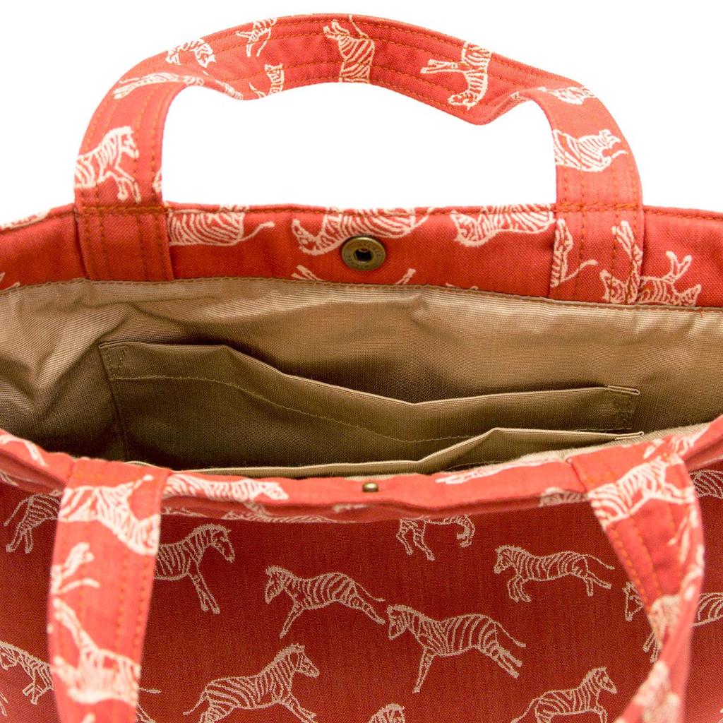 [Hishi-ya Calen Blosso] Zebra Print Handbag, Nishijin-style Weave (red)