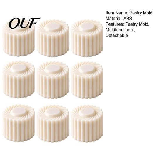 ABS Plastic Baking Tool 9PCS Round Double-Ended Pastry Mold, Hand-Press Mooncake Spiral And Supplies for Cookies Petal Edge Design, Detachable