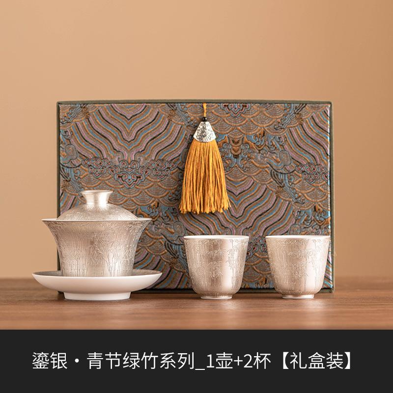 

Роскошный чайный сервиз из зеленого бамбука с позолотой 999 пробы, полный комплект, эстетический набор для чайной церемонии, чайник и чайная чашка, китайский чайный сервиз, подарочный набор