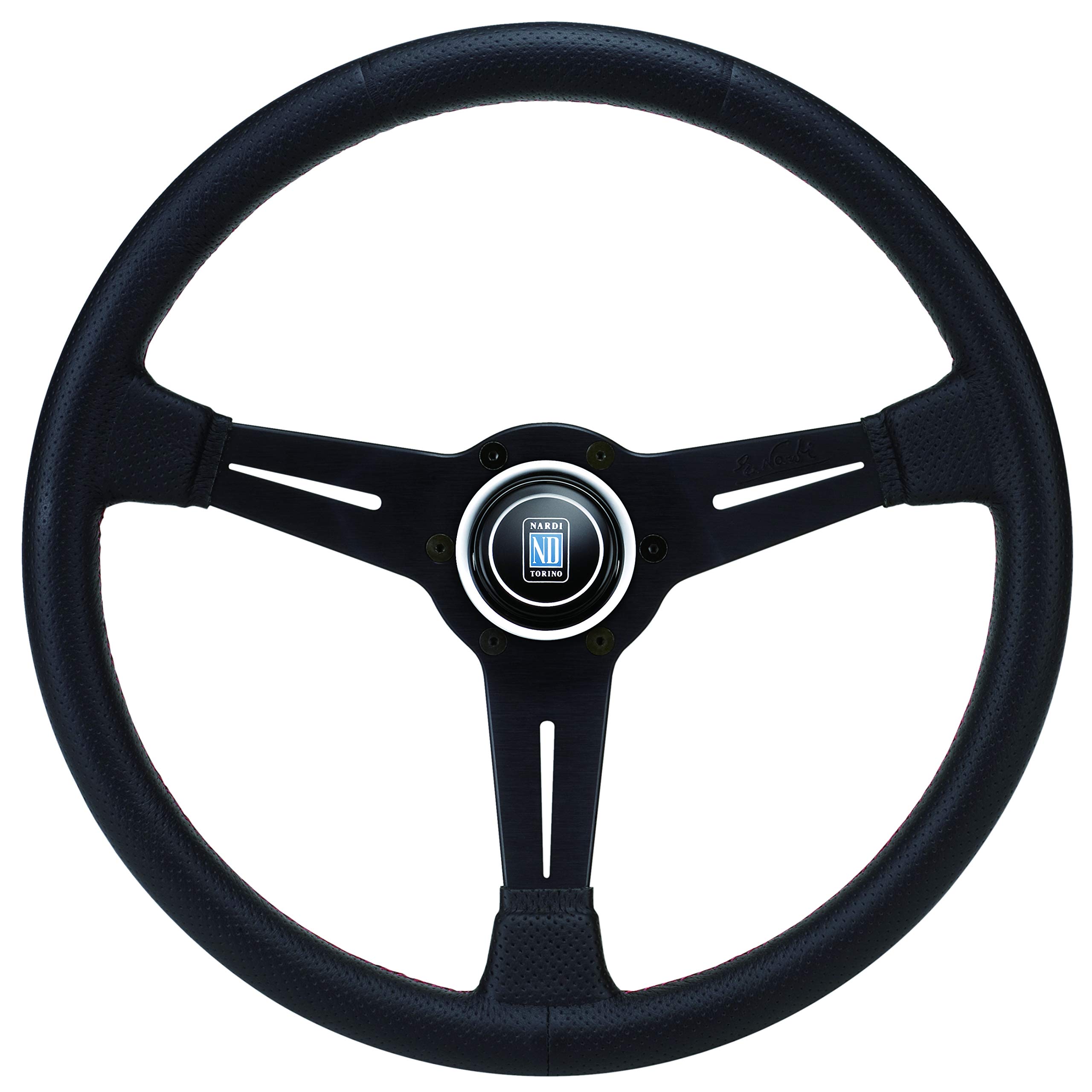 

NARDI SPORTS TYPE A Perforated Leather Steering Wheel with Red for N750 Stitching, 360mm, чорний