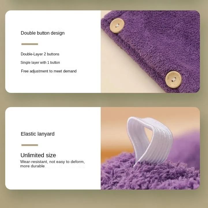 Kapelusz do suchych włosów Super chłonny dwuwarstwowy czepek pod prysznic Wycierana chustka na głowę